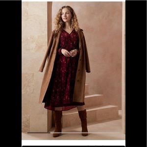 XL Banana Chiffon Pleated Midi Dress